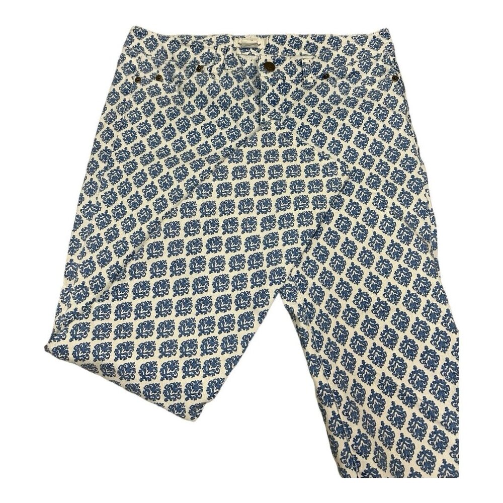 Vineyard Vines Women's 4 Gustavia Geometric Print Jeans White Blue‎ 27" Inseam